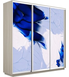 Шкаф 3-дверный Экспресс 1800х600х2400, Абстракция бело-голубая/шимо светлый в Брянске