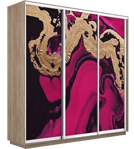 Шкаф 3-х дверный Экспресс 2100х450х2400, Абстракция розовая/дуб сонома в Брянске