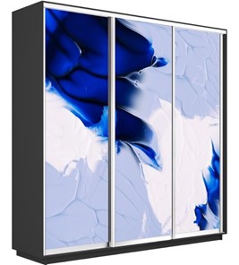 Шкаф Экспресс 2400х600х2200, Абстракция бело-голубая/серый диамант в Брянске