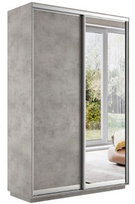 Шкаф 2-х дверный Экспресс (ДСП/Зеркало) 1200х450х2200, бетон в Брянске - предосмотр