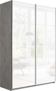 Шкаф 2-дверный Прайм (Белое стекло/Белое стекло) 1200x570x2300, бетон в Брянске