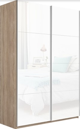Шкаф 2-х створчатый Прайм (Белое стекло/Белое стекло) 1600x570x2300, дуб сонома в Брянске - изображение