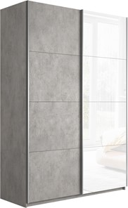 Шкаф 2-х створчатый Прайм (ДСП/Белое стекло) 1600x570x2300, бетон в Брянске