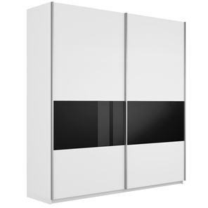 Шкаф 2-створчатый Широкий Прайм (ДСП / Черное стекло) 2200x570x2300, Белый снег в Брянске