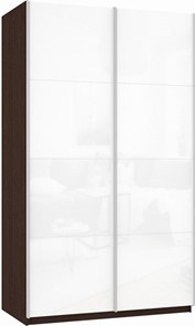 Шкаф 2-створчатый Прайм (Белое стекло/Белое стекло) 1400x570x2300, венге в Брянске