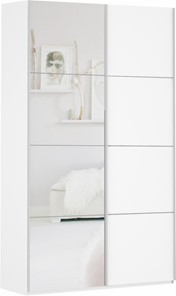 Шкаф 2-х дверный Прайм (ДСП/Зеркало) 1200x570x2300, белый снег в Брянске