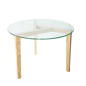 Круглый столик Оникс-7, Натуральный массив/Прозрачное стекло в Брянске
