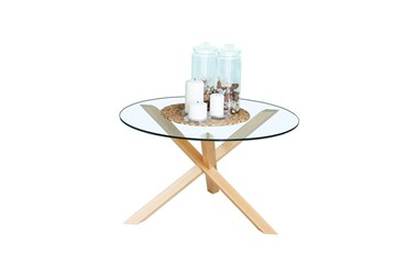 Круглый столик Оникс-3, Натуральный массив/Прозрачное стекло в Брянске - предосмотр 1