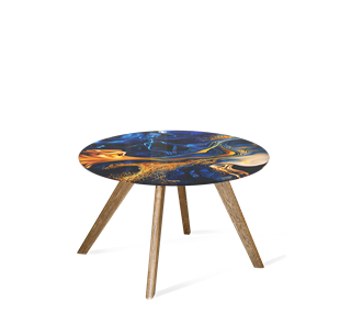 Круглый столик SHT-S39 / SHT-TT32 60 стекло/МДФ (синий сапфир/брашированный коричневый) в Брянске