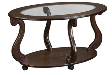 Стеклянный столик Овация-С, на колесах, темно-коричневый в Брянске