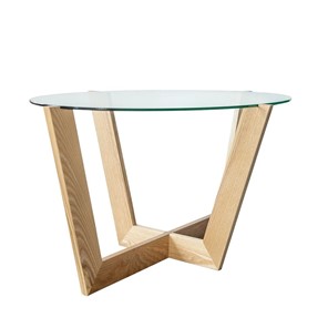Овальный столик Оникс-6, Натуральный массив/Прозрачное стекло в Брянске