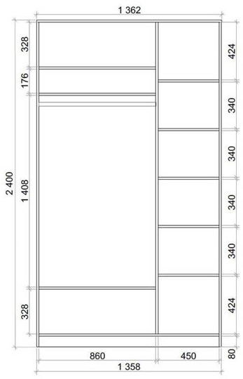 Шкаф 2-х створчатый 2400х1362х620 с двумя зеркалами ХИТ 24-14-55 Венге Аруба в Брянске - изображение 2