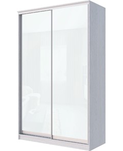 Шкаф двухдверный Хит-22-12-22 с цветным стеклом, белое №10, Ясень анкор светлый в Брянске