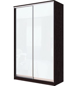 Шкаф 2-х створчатый Хит-22-4-14-22 с цветным стеклом, белое №10, Венге в Брянске