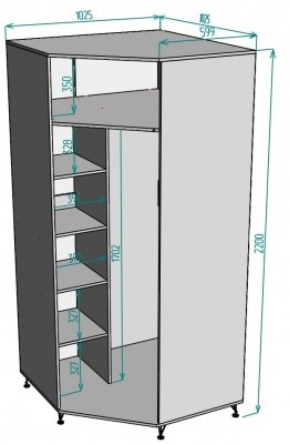 Шкаф распашной угловой Лофт H132, ДСС-Белый в Брянске - изображение 1