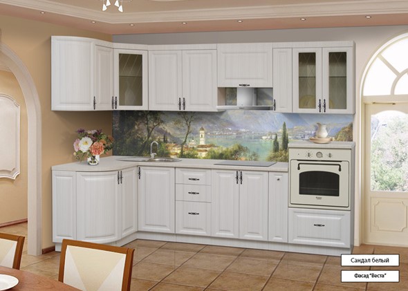 Кухня угловая Веста 1330х2800, цвет Сандал белый в Брянске - изображение