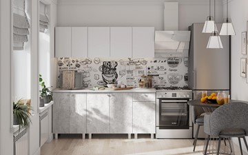 Готовый кухонный гарнитур КГ-1 1800, белый/белый/цемент светлый/антарес в Брянске
