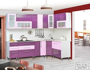 Кухня угловая Мыло 224 2600х1600, цвет Фиолет/Пастель фиолет в Брянске - предосмотр