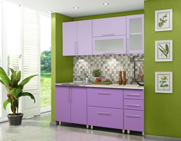 Гарнитур на кухню Мыло 224 2000х718, цвет Фиолет/Пастель фиолет в Брянске