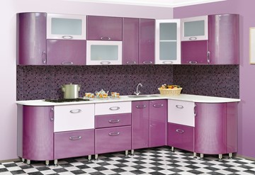 Кухня угловая Мыло 128 2700х1500, цвет Фиолет/Пастель фиолет в Брянске
