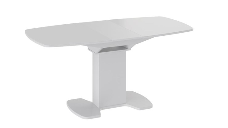 Кухонный раскладной стол Портофино (СМ(ТД)-105.02.11(1)), цвет Белый глянец/Стекло белое в Брянске - изображение 1