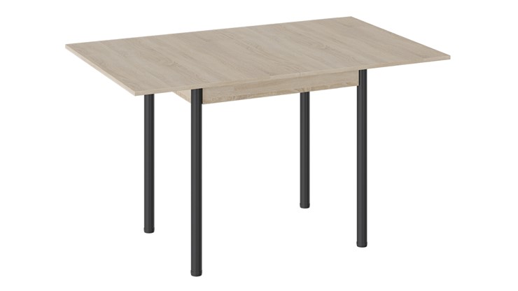 Обеденный раздвижной стол Родос тип 2 с опорой d40 (Черный муар/Дуб Сонома) в Брянске - изображение 1
