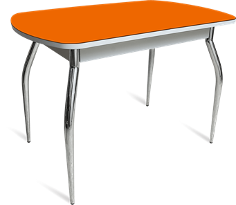Стол кухонный ПГ-04 СТ белое/оранжевое/хром фигурные в Брянске - предосмотр