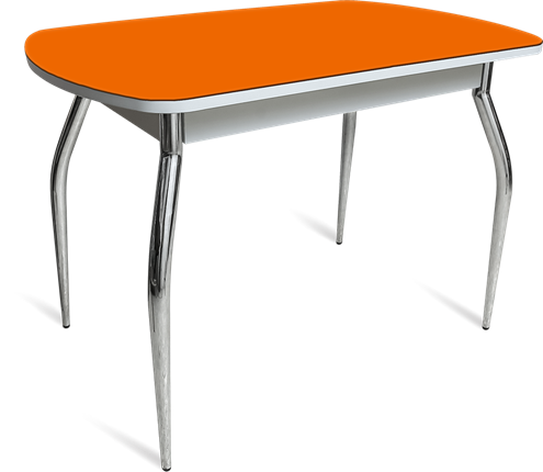 Стол кухонный ПГ-04 СТ белое/оранжевое/хром фигурные в Брянске - изображение