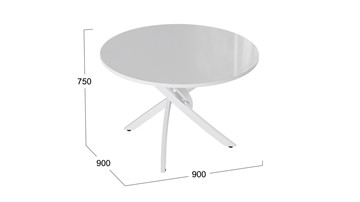 Кухонный обеденный стол Diamond тип 2 (Белый муар/Белый глянец) в Брянске - предосмотр 1