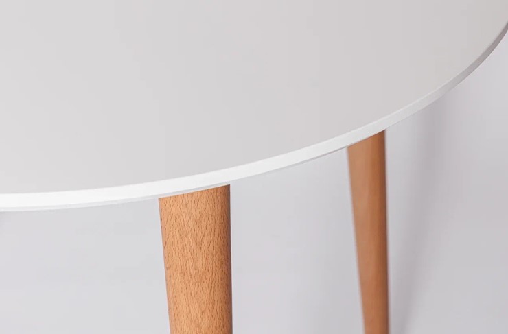 Обеденный круглый раздвижной стол Белая Эмаль д. 90 см МДФ ножки светлый орех в Брянске - изображение 21