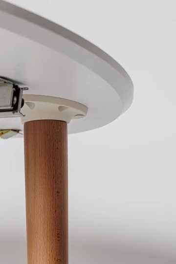 Обеденный круглый раздвижной стол Белая Эмаль д. 90 см МДФ ножки светлый орех в Брянске - изображение 2