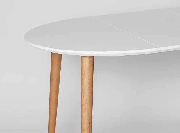 Обеденный круглый раздвижной стол Белая Эмаль д. 90 см МДФ ножки светлый орех в Брянске - изображение 10