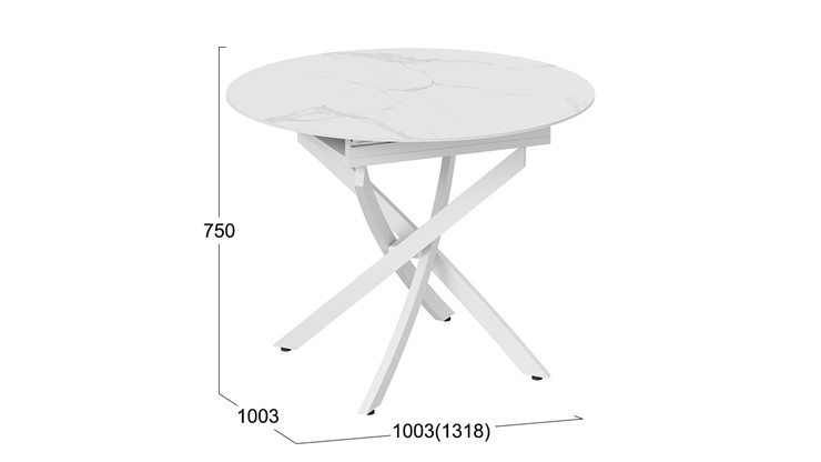 Кухонный стол раздвижной Бергамо Тип 1 (Белый муар/Стекло матовое белый мрамор) в Брянске - изображение 11