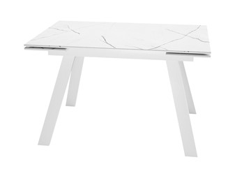 Обеденный раздвижной стол DikLine DKL140 Керамика Белый мрамор/опоры белые (2 уп.) в Брянске