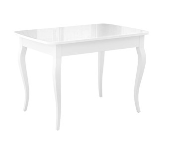 Кухонный раскладной стол Dikline M110 Белый/стекло белое глянец/ножки MC белые в Брянске