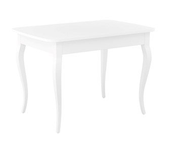 Кухонный раздвижной стол Dikline M110 Белый/стекло белое сатин/ножки MC белые в Брянске