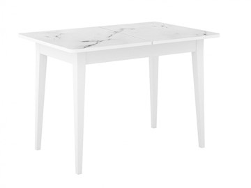 Кухонный стол раскладной Dikline M110 Белый/стекло белый мрамор сатин/ножки MM белые в Брянске