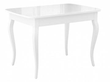 Кухонный стол раздвижной Dikline M120 Белый/стекло белое глянец/ножки MC белые в Брянске