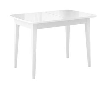 Кухонный стол раскладной Dikline M120 Белый/стекло белое глянец/ножки MM белые в Брянске - предосмотр