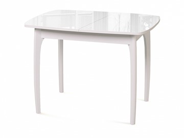 Кухонный раздвижной стол Dikline M40 стекло белое/ножки белые в Брянске - предосмотр