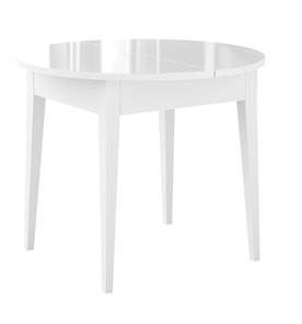 Кухонный раздвижной стол Dikline MR100 Белый/стекло белое глянец/ножки MM белые в Брянске