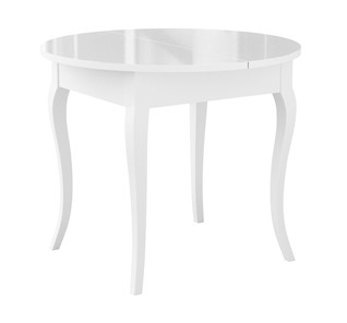 Кухонный стол раздвижной Dikline MR100 Белый/стекло белое глянец/ножки MC белые в Брянске