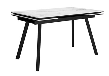 Кухонный раскладной стол DikLine SKA125 Керамика Белый мрамор/подстолье черное/опоры черные (2 уп.) в Брянске