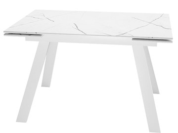 Кухонный стол раскладной DikLine SKM140 Керамика Белый мрамор/подстолье белое/опоры белые (2 уп.) в Брянске