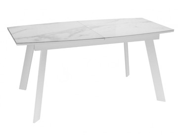 Кухонный раскладной стол Dikline XLS160 мрамор белый глянец/ножки белые в Брянске - предосмотр