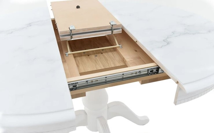 Кухонный стол раскладной Фабрицио-1 Glass, Круг 1000, фотопечать (Мрамор 11) в Брянске - изображение 4