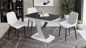 Кухонный раздвижной стол Гарда тип 1, цвет Белый/Стекло матовое черный графит в Брянске - предосмотр 2