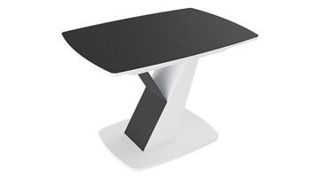 Кухонный раздвижной стол Гарда тип 1, цвет Белый/Стекло матовое черный графит в Брянске - предосмотр