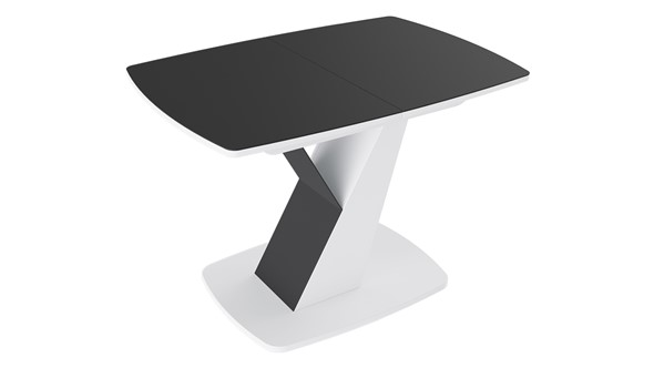 Кухонный раздвижной стол Гарда тип 1, цвет Белый/Стекло матовое черный графит в Брянске - изображение
