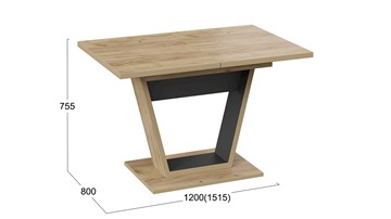 Кухонный стол раздвижной Гавана тип 1 (Дуб крафт золотой/Черный) в Брянске - предосмотр 5
